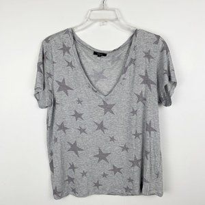 Rails V Neck Grey Star Print Short Sleeve Tshirt M